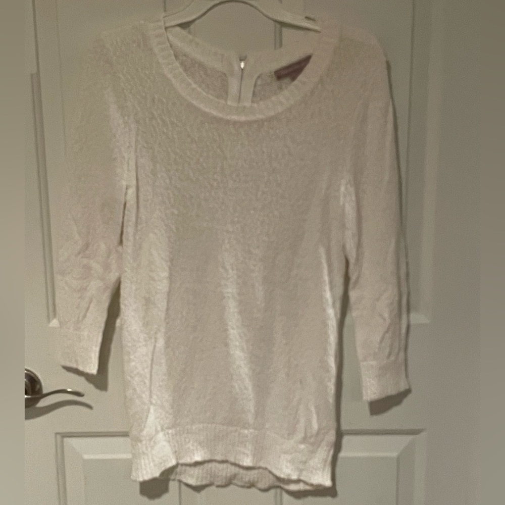 Banana Republic size, small textured, cream sweater B88 GUC ZIP BACK